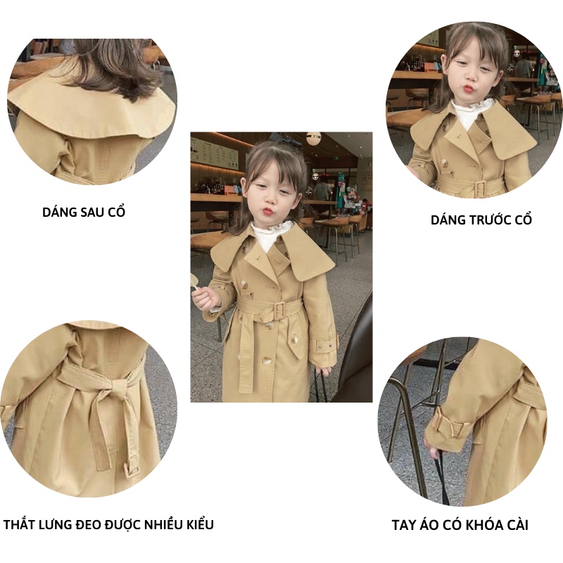 Áo khoác bé gái mangto dáng dài hàng Quảng Châu L1 chất liệu kaki sang chảnh Xiaomimi E1.108.NA.90