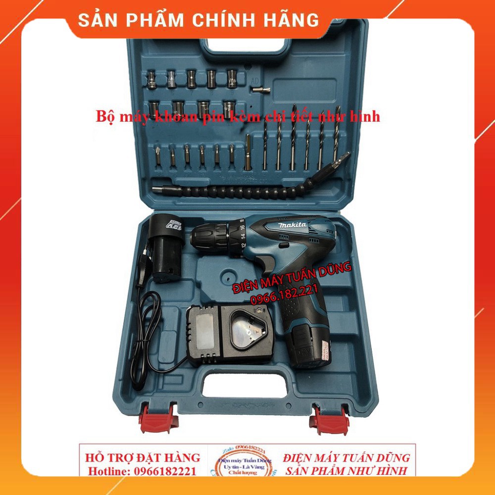 [CHÍNH HÃNG] Bộ máy khoan pin makita 12V – kèm 24 chi tiết [CAM KẾT CHÍNH HÃNG]