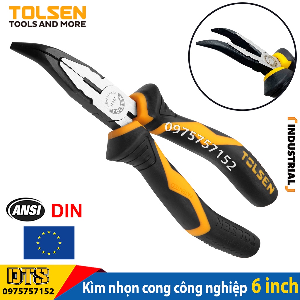 Kìm nhọn mỏ cong công nghiệp TOLSEN 6 inch/ 160mm, thép CR-V cao cấp Niken chống gỉ - Tiêu chuẩn xuất khẩu Châu Âu