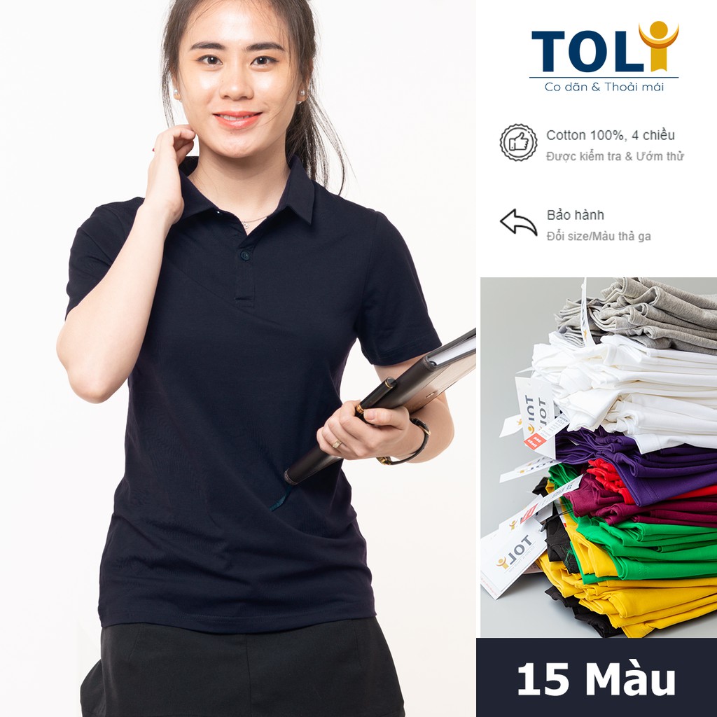 Áo thun nữ Cổ Sơ Mi (Cổ trụ) TOLI, chất cotton 4 chiều mềm mịn, co dãn Màu Trắng | BigBuy360 - bigbuy360.vn