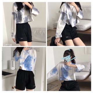 Áo Croptop nữ tay dài loang màu cực xinh