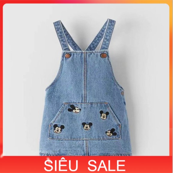 Yếm váy bò Mickey bé gái 3-8 tuổi