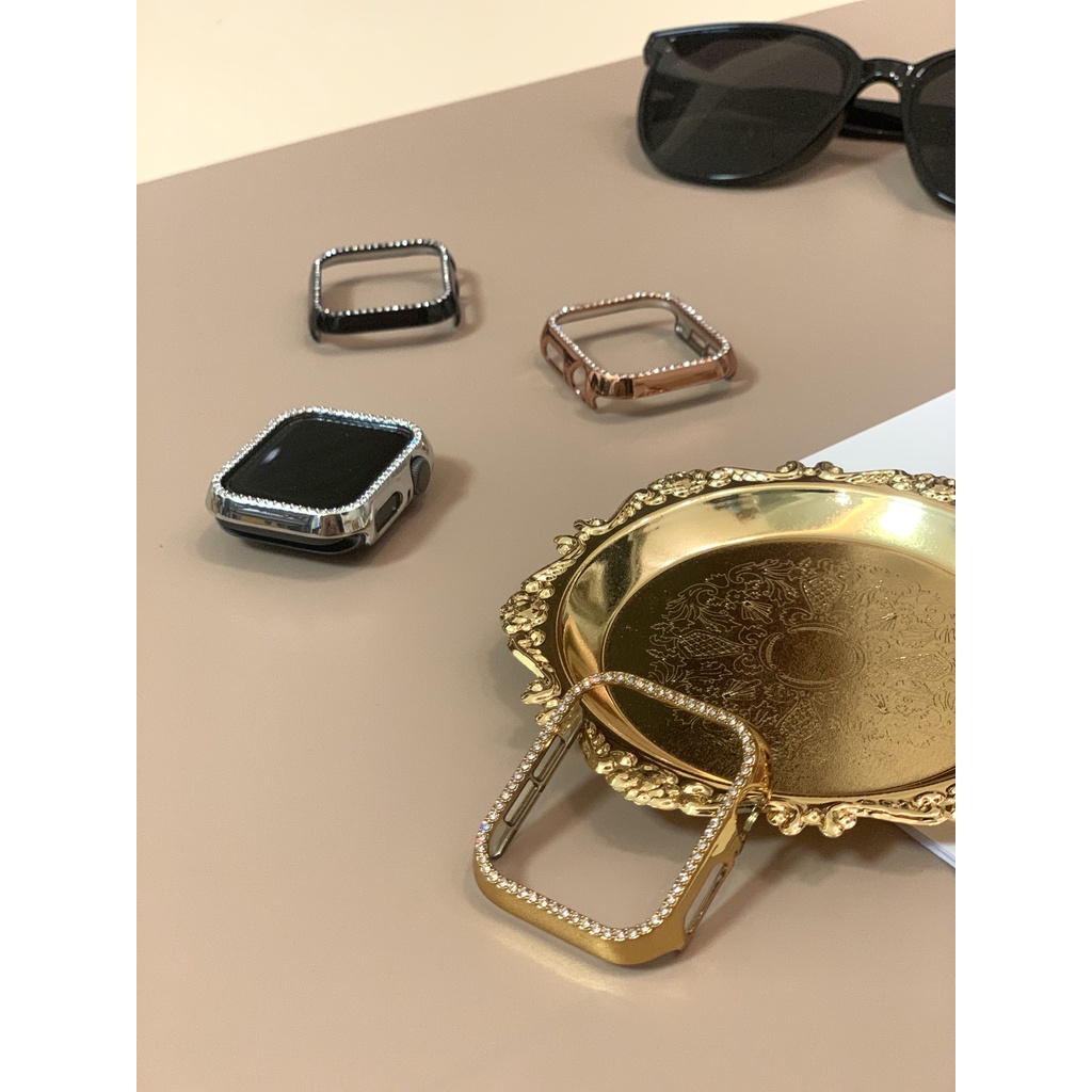 Ốp Bảo Vệ Màn Hình Apple Watch Đính Đá Không Rỉ Chống Va Đập Trầy Xước Bể Vỡ Màn Hình 38mm 42mm 40mm 44mm