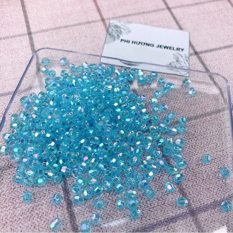 200 hạt cườm góc nhựa 4mm đủ màu ánh cừ trang trí đính kết quần áo