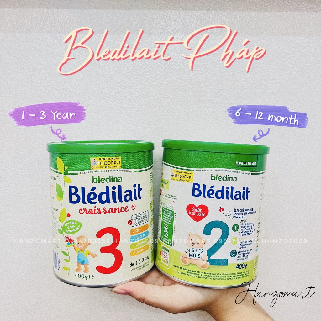 Sữa Bledilait Bledina số 1,2,3,4 Pháp trọng lượng 400g , 900g