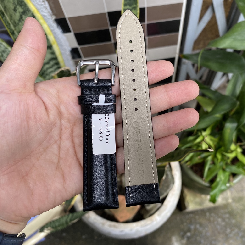 [HÀNG NHẬP] Dây Da Đồng Hồ Da Bò mặt cật  Mềm mại chống thấm nước BO-34 nhiều size 12 14 16 18 20 22 24mm