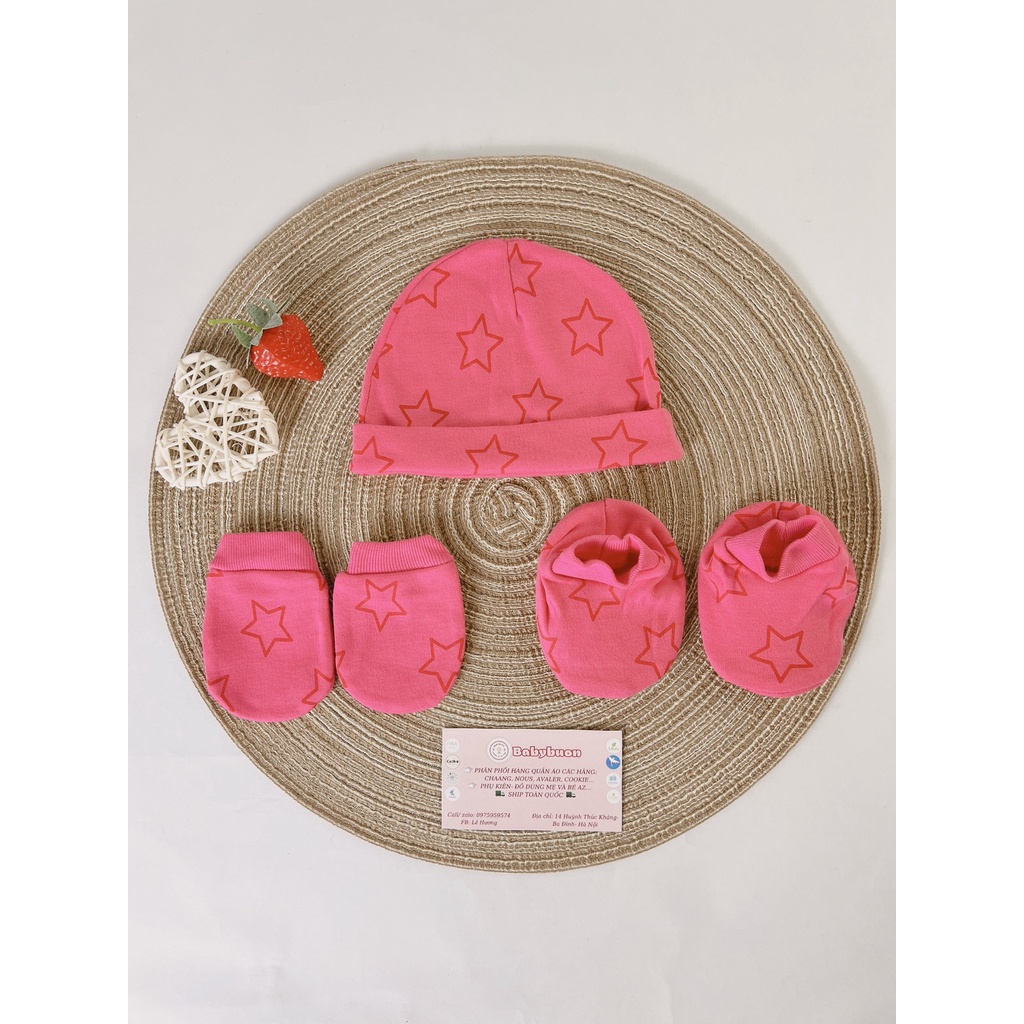 Set Mũ, Bao Tay, Bao Chân Sunnozy Cho Bé Sơ Sinh Cotton Mềm Mại Cho Bé Từ 0-3 Tháng Babibu - SMBTS