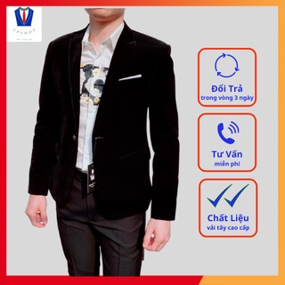 Áo vest nam nhung màu đen hàng siêu phẩm