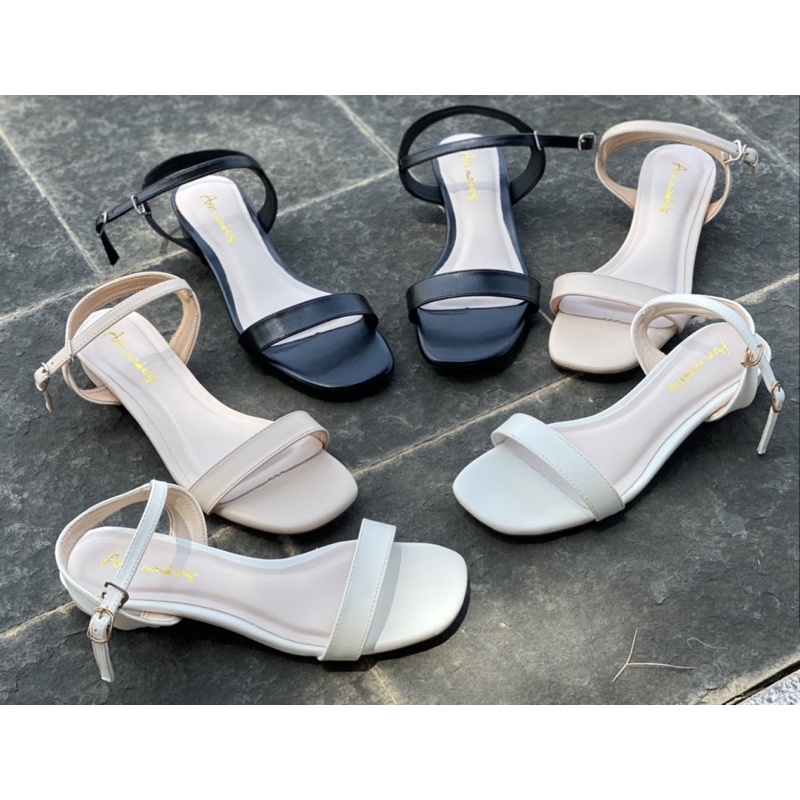 Giày sandal nữ cao gót 2 phân quai mảnh gót vuông mũi vuông thời trang hàn quốc đẹp cao cấp Ann models _A31