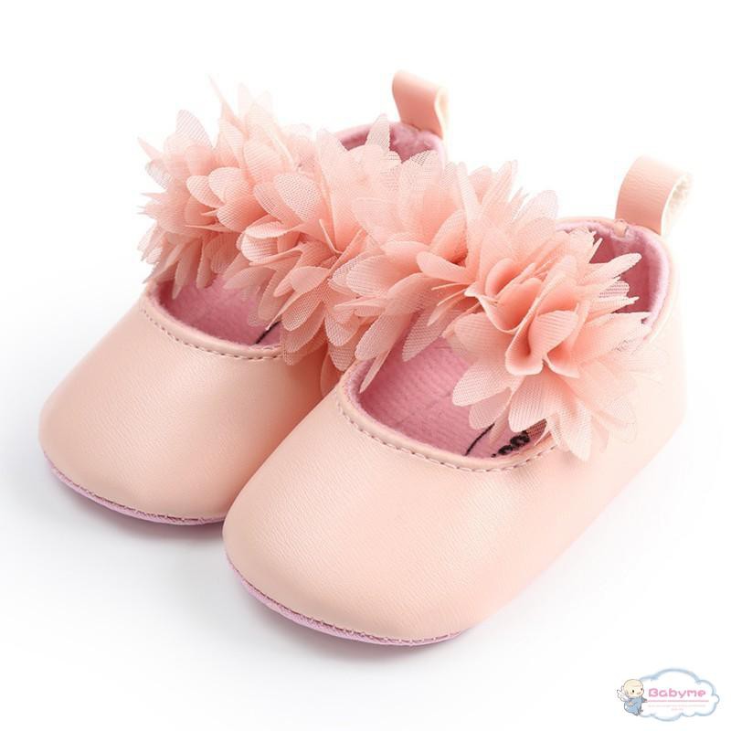 Giày búp bê màu trơn đính hoa xinh xắn đáng yêu cho bé gái