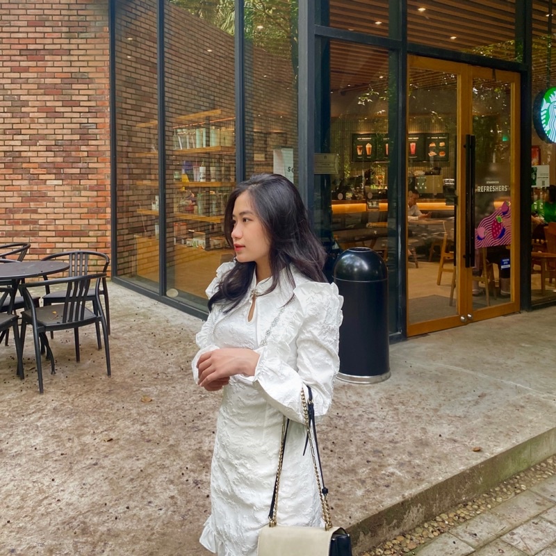 Váy gấm sườn xám Taffy dài tay tiểu thư Souris By G