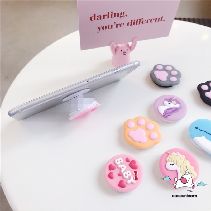 Giá đỡ điện thoại kiểu bật hình thú vật 3D đáng yêu