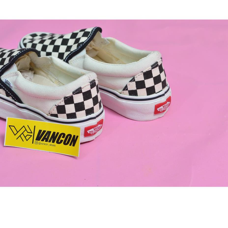 Giày Vans Slip On Chekerboard Màu Trắng Đen