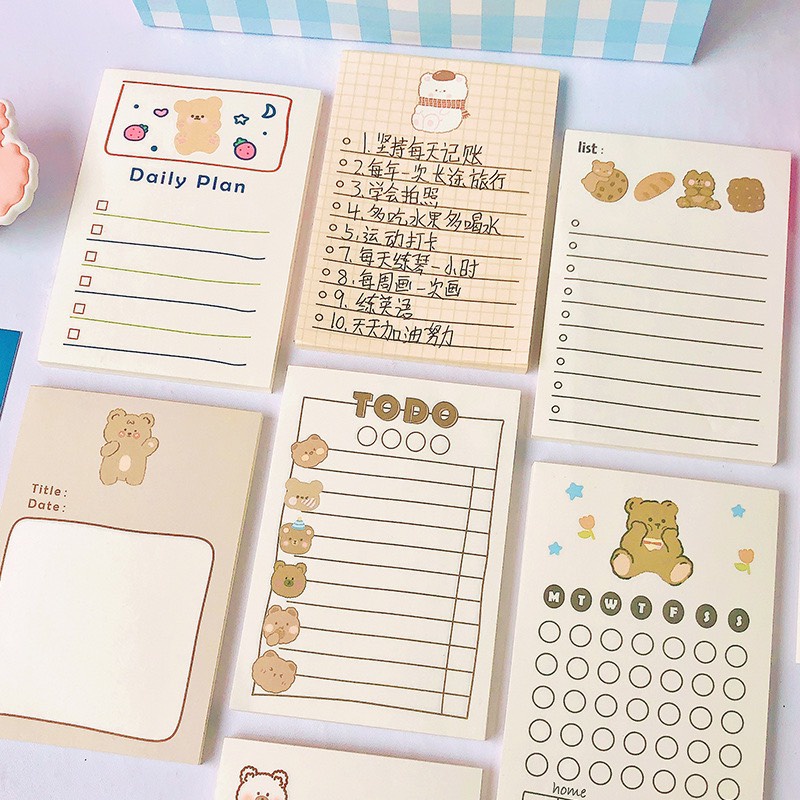 Giấy Ghi Nhớ Note Pad Gấu Nâu Dễ Thương Cute Sồi House