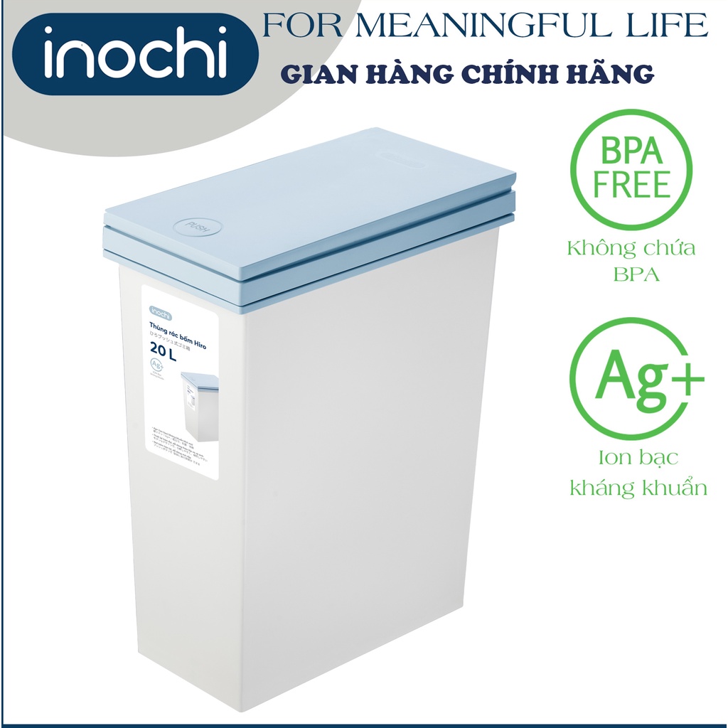 Thùng rác bấm đa năng Hiro 20L Inochi, chất liệu nhựa cao cấp kháng khuẩn