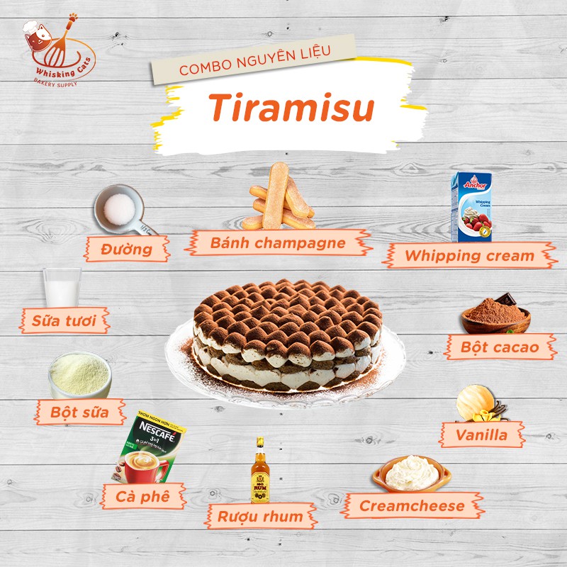 [Chỉ ship TPHCM] Combo nguyên liệu bánh Tiramisu