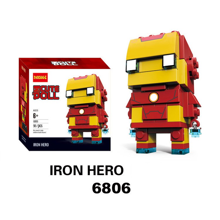 DECOOL 6801-6808 Brick Headz các siêu anh hùng - Đồ chơi Lắp ghép Mini Minifigures Batman Iron Man BrickHeadz