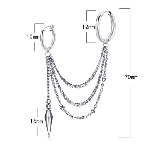 Bông Tai Nam Nữ Tua Rua Đã Bấm Hay Chưa Bấm Tai Đều Đeo Được Titan Ko Đen TT 2317 - 1 Cái