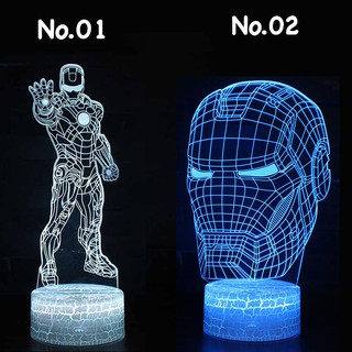 Đèn Led 3D  Iron Man - Avengers Marvel -  Đèn ngủ 3D Led ( 16 Màu ) ( Có bảng điều khiển màu )