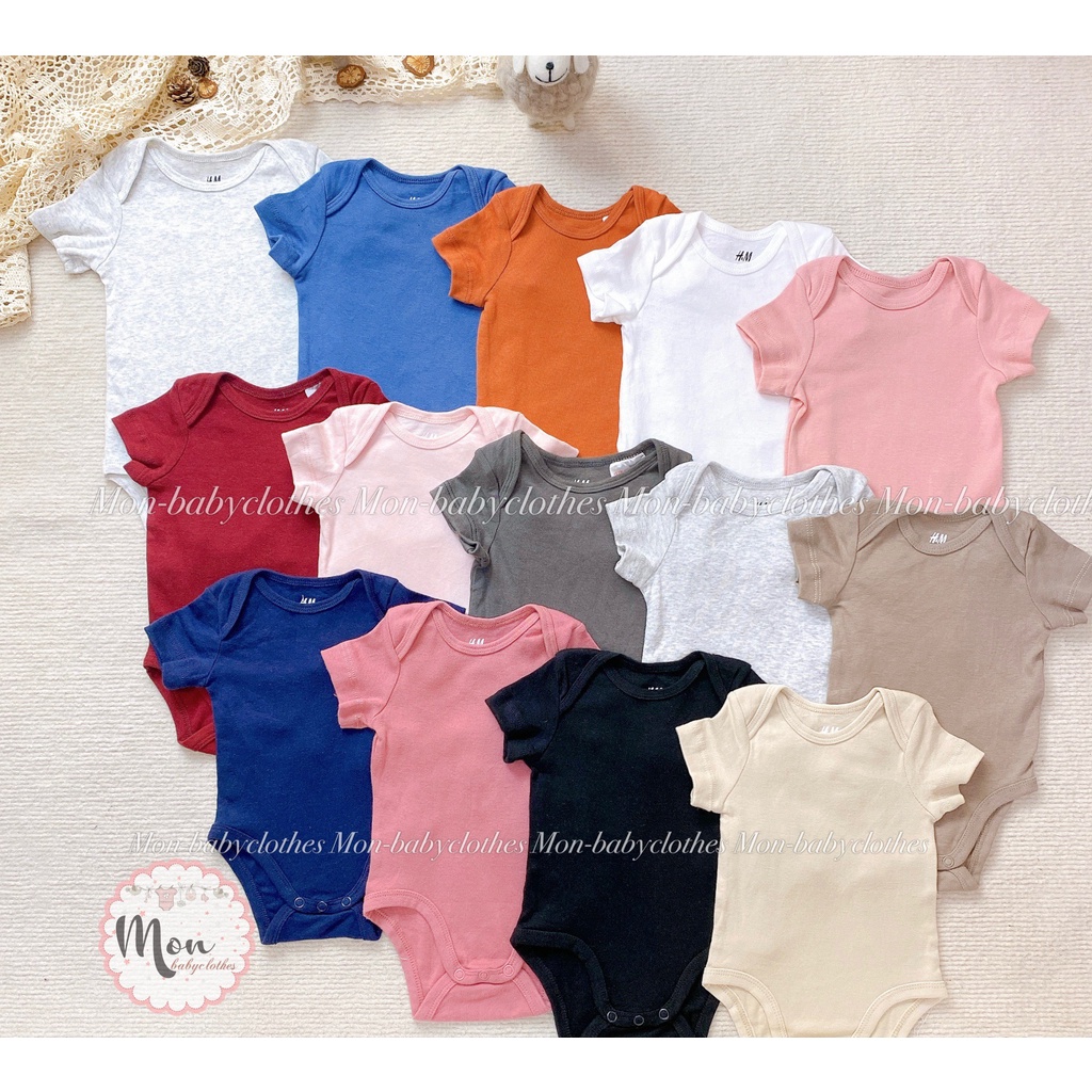 ÁO body chip cộc tay H.M trơn mềm mịn cho bé trai bé gái [cổ thuyền]