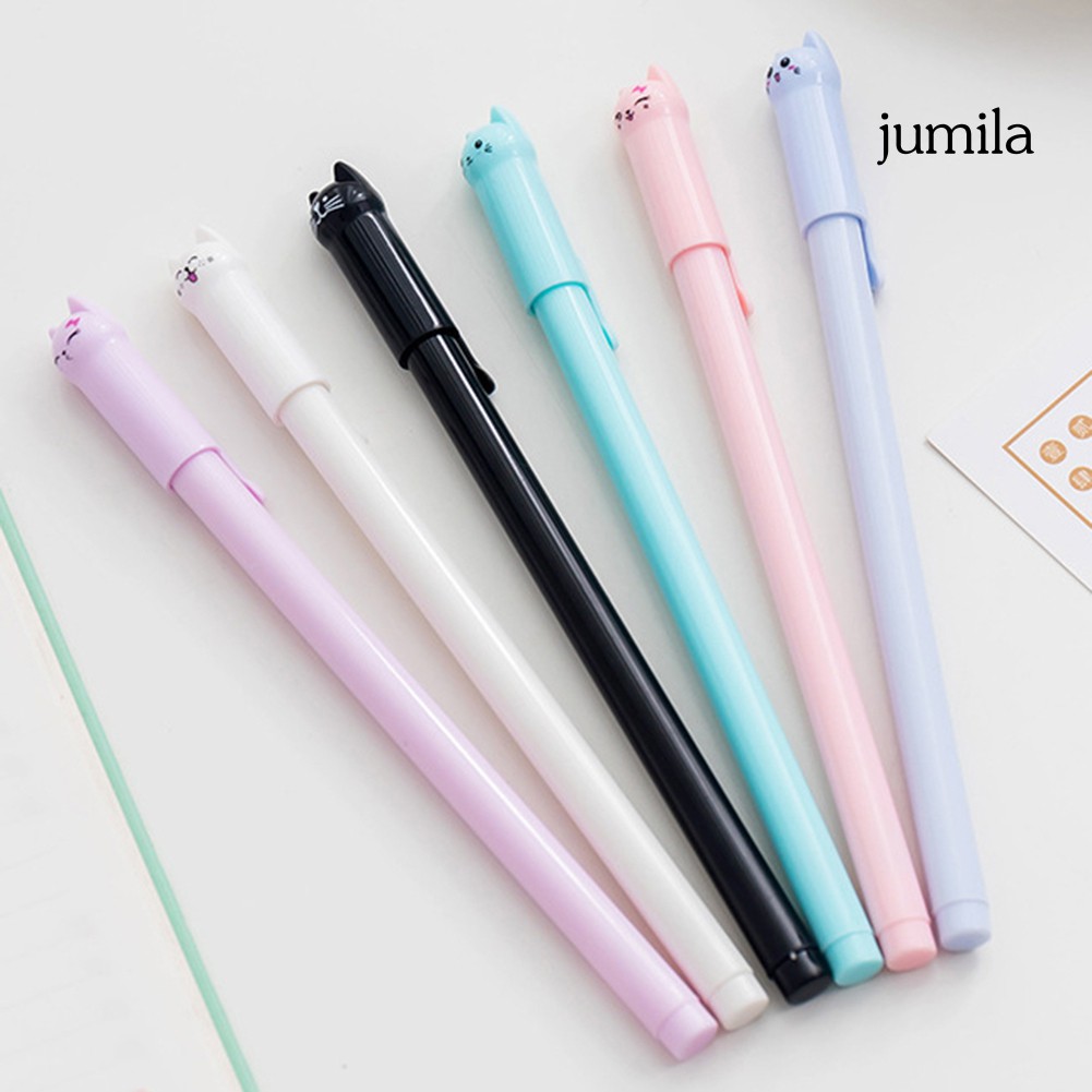 Set 6 bút mực gel họa tiết mèo xinh xắn với ngòi 0.5mm