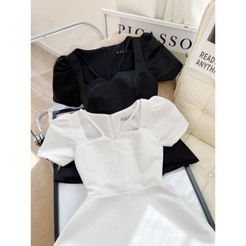 Áo peplum phối dây taynhi1 bo eo dáng xòe mặc công sở hay đi phố