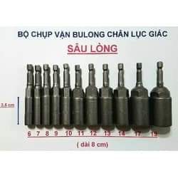 Đầu chụp BuLong 80mm chân lục giác cho khoan pin và khoan điện sâu lòng - Kích thước