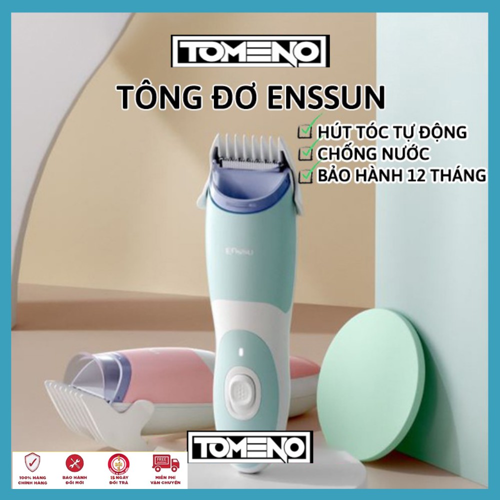 Tông Đơ ENSSUN Cắt Tóc Sạc Điện - Tự động hút tóc, chống nước dễ dàng vệ sinh - Tặng kèm dậu gội cho bé bảo hành 12 táng