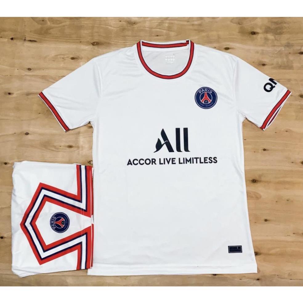 Bộ quần áo bóng đá CLB PSG trắng thun quần thêu 2022 * 💋