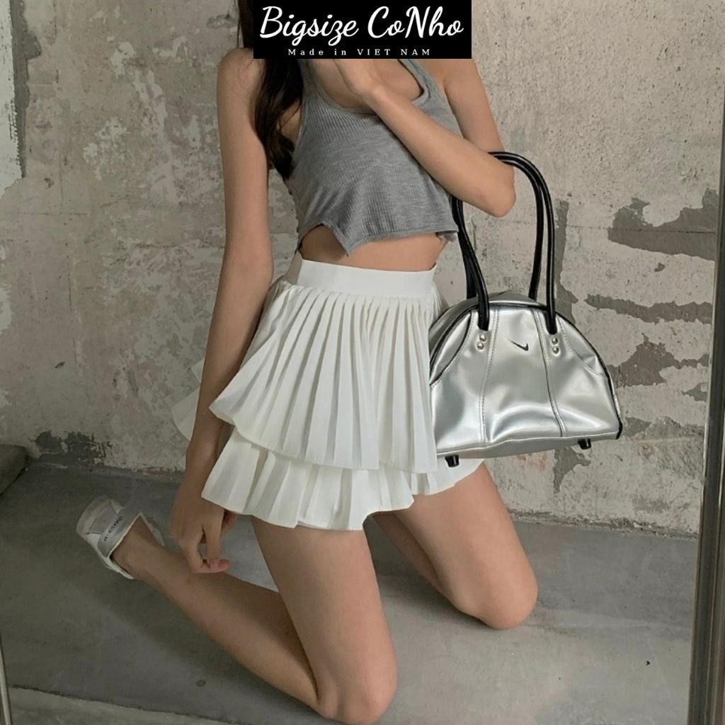 Chân váy xếp ly bigsize hai tầng bồng bềnh dáng xòe lưng cạp cao eo chun co giãn dập ly CVDL | BigBuy360 - bigbuy360.vn