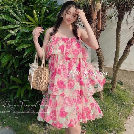 Váy 2 Dây Xòe Tầng Hoa Nhí