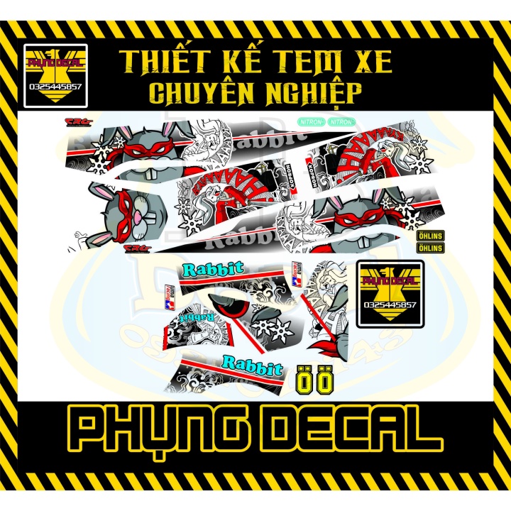 ( Quí khách vui lòng mang ra tiệm cho thợ dán ) Tem sirius thỏ trắng