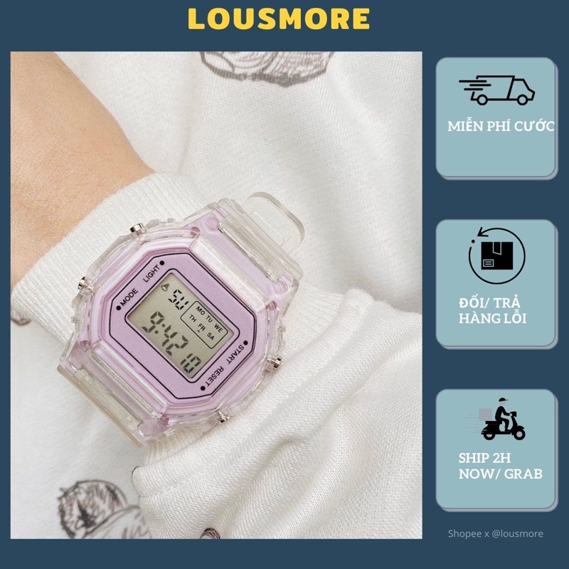 Đồng hồ thể thao nam nữ dây trong suốt SPORT kiểu dáng tuổi teen size 36mm DHP1 LOUSMORE
