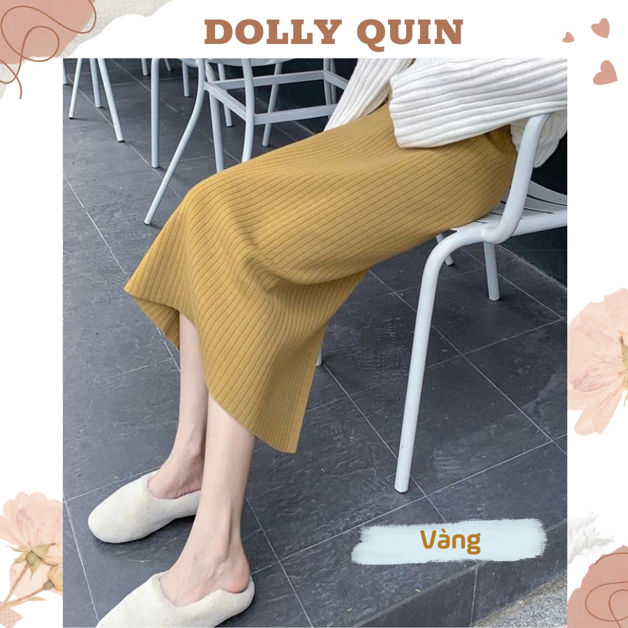 Chân váy nữ dáng dài mùa đông bút chì len tăm cạp chun bản to nhiều màu CV012 Dolly Quin