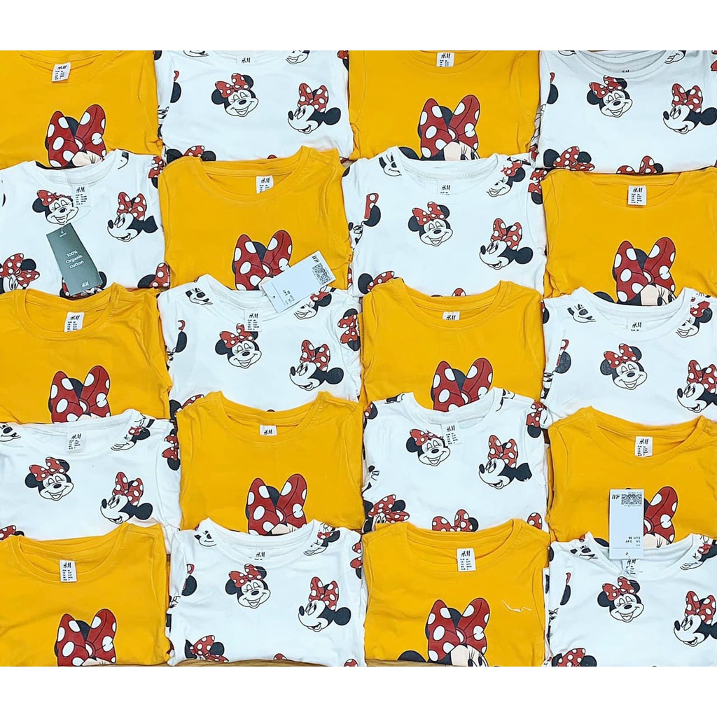 Đồ bộ bé gái Combo 2 bộ dài tay thu đông hình Mickey Mine Mouse chất cotton 4 chiều mềm mịn