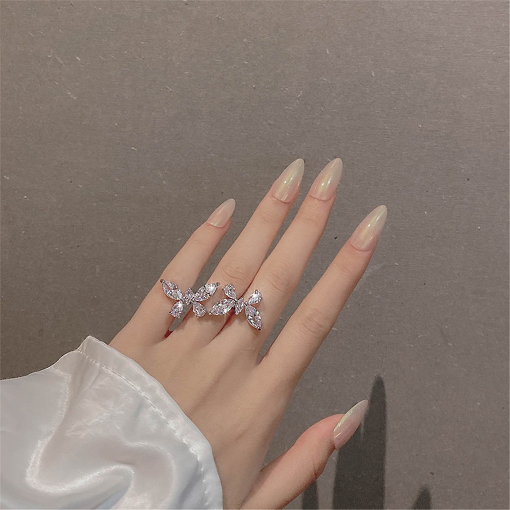 Nhẫn Hở Hình Bướm Đính Đá Thời Trang Cho Nữ