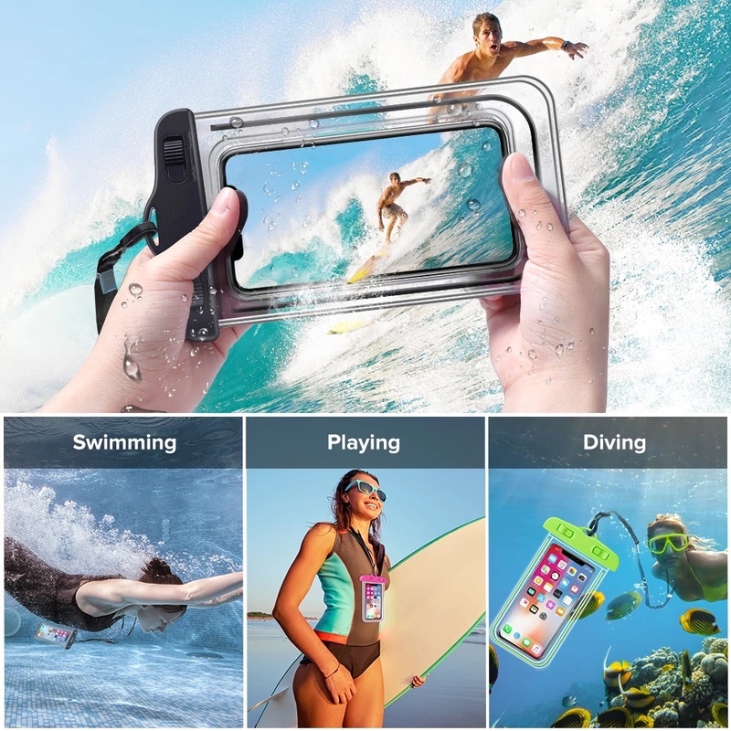 Túi Đựng Điện Thoại Chống Thấm Nước Màu Dạ Quang Cho Android Samsung Xiaomi iPhone 11 XS MAX 8 7 6 6S Plus