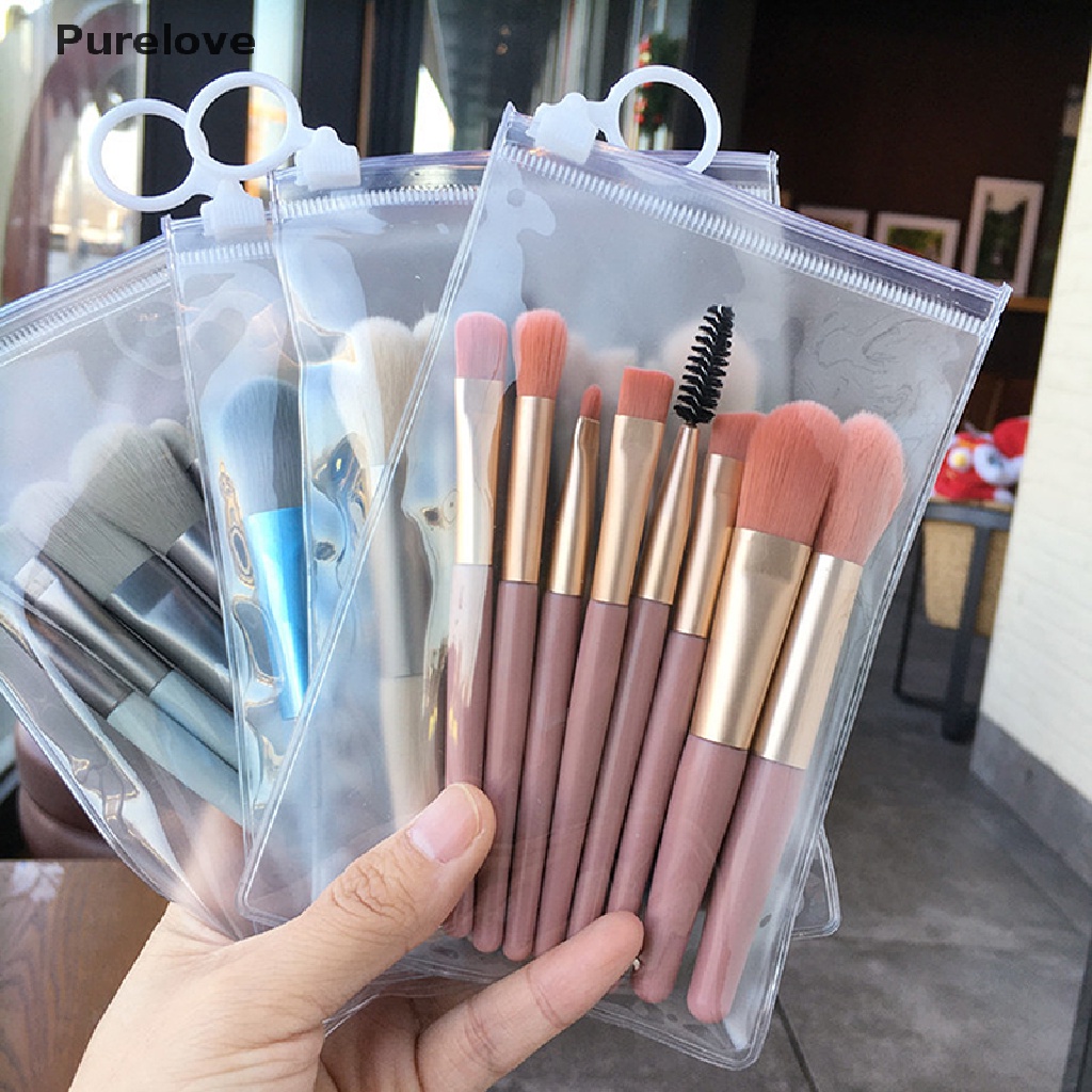 (Hàng Mới Về) Bộ 8 Cọ Trang Điểm Với Tay Cầm Bằng Gỗ Mềm Mại Phù Hợp Cho Người Mới Bắt Đầu