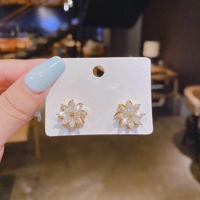 Khuyên tai RINHOO bạc 925 hình cỏ bốn lá thời trang cao cấp