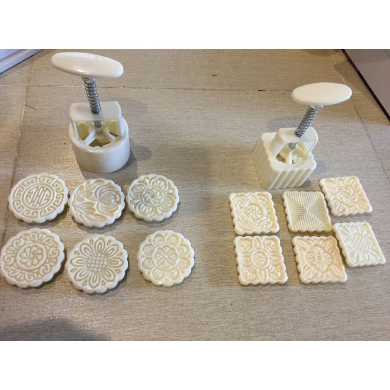 khuôn bánh trung thu 6 mặt vuông-tròn:100g-125g