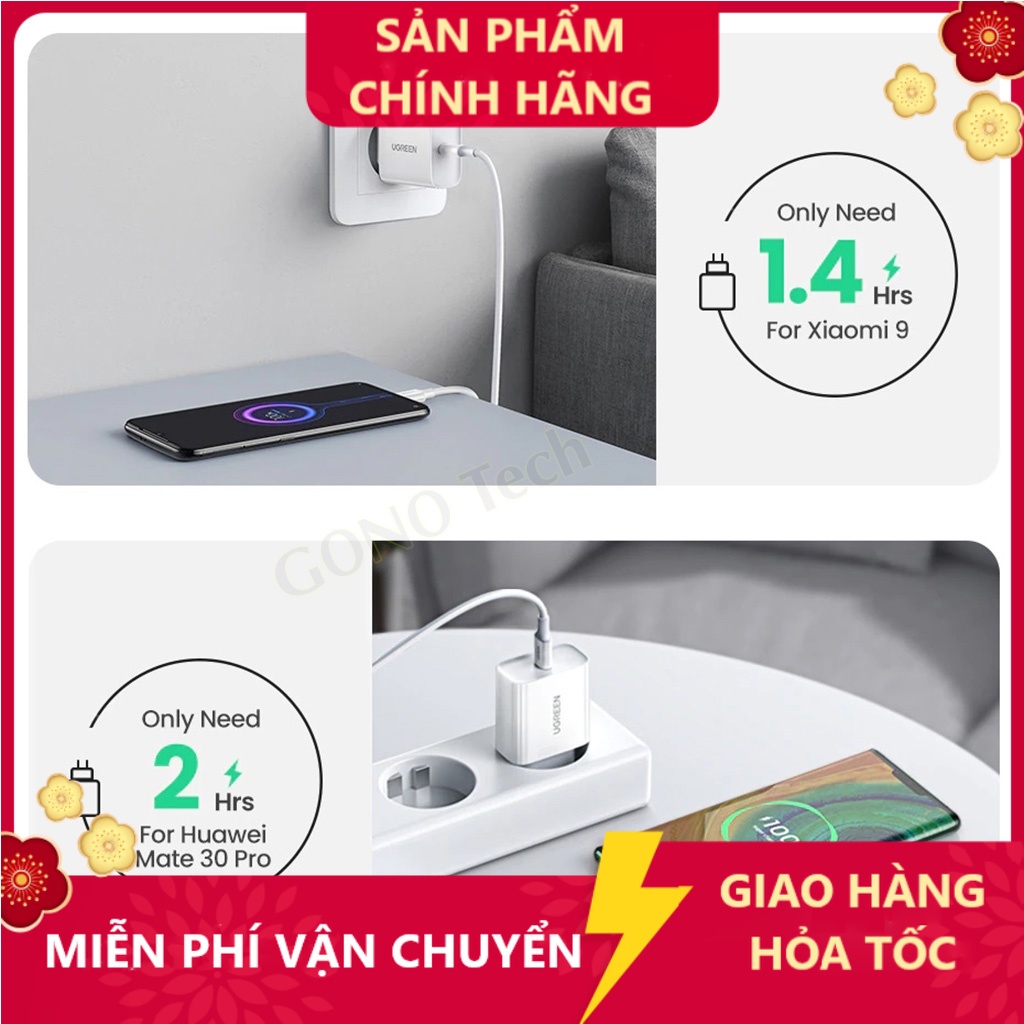Cốc sạc nhanh PD 20W UGREN CD137 Type-C | Củ cáp sạc UGREN60449 60450 cho  / Samsung / Xiaomi / Oppo / Vivo - HSHOP