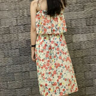 Đầm maxi voan 2 dây bèo
