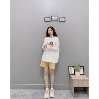 Áo thun tay dài form rộng cổ tròn