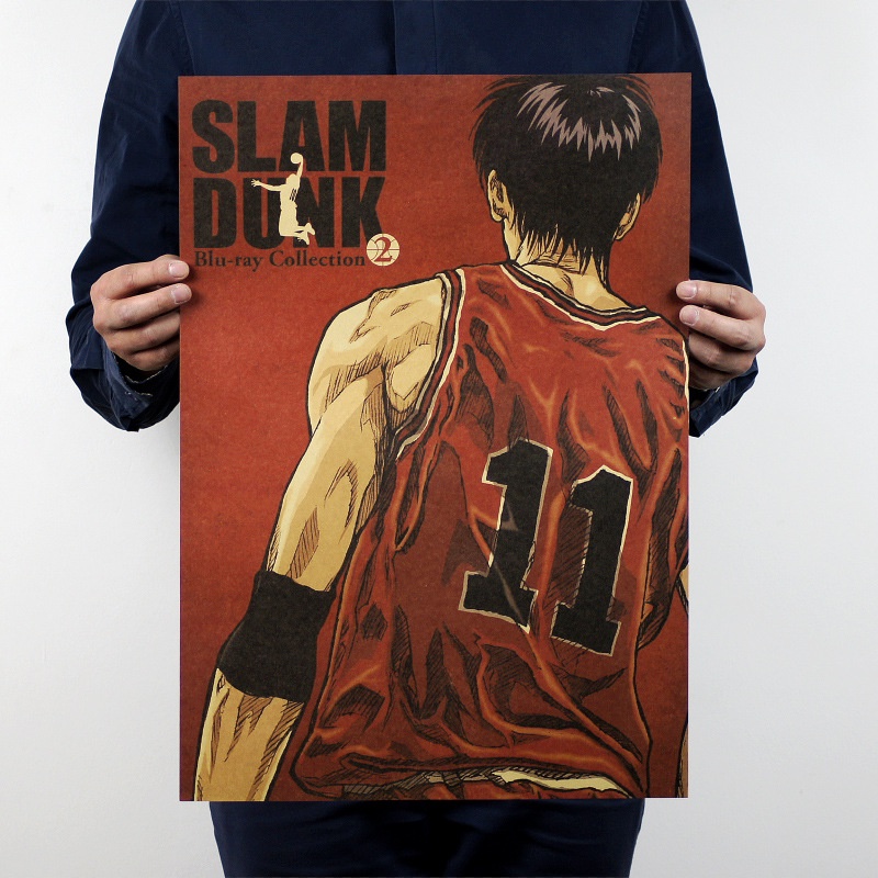 Poster Bóng Rổ SLAM DUNK Phong Cách Vintage Cổ Điển Kích Cỡ 52 x 36 cm Giấy Kraft Cao Cấp