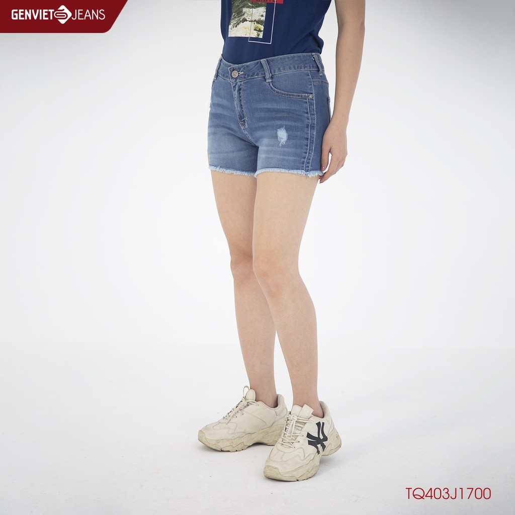 Quần Short Sooc Nữ Xước Nhẹ Tưa Gấu Genviet Chất Bò Mềm Mát Cao Cấp TQ403J1700