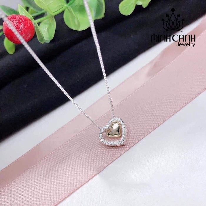 Dây Chuyền Bạc 925 Trái Tim Lồng Xi Vàng - Minh Canh Jewelry