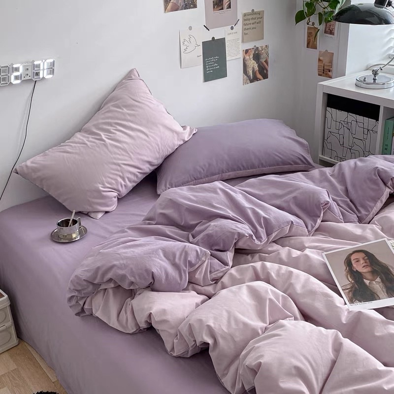 Bộ ga gối và vỏ chăn Cotton Tici No Tag nhập khẩu gam màu Pastel nhẹ nhàng