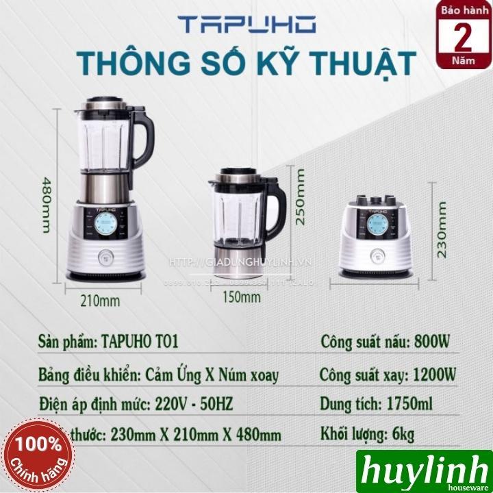 Máy làm sữa hạt đa năng Tapuho T01 - 1.75 lít - Tiếng Việt - Tặng sách hướng dẫn nấu sữa hạt