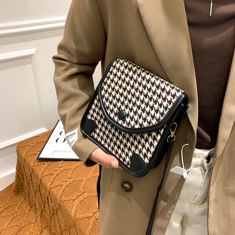 JASMIN NOIR Túi Đeo Chéo Da PU Hình Vuông Phối Khóa Phong Cách Retro Cho Nữ