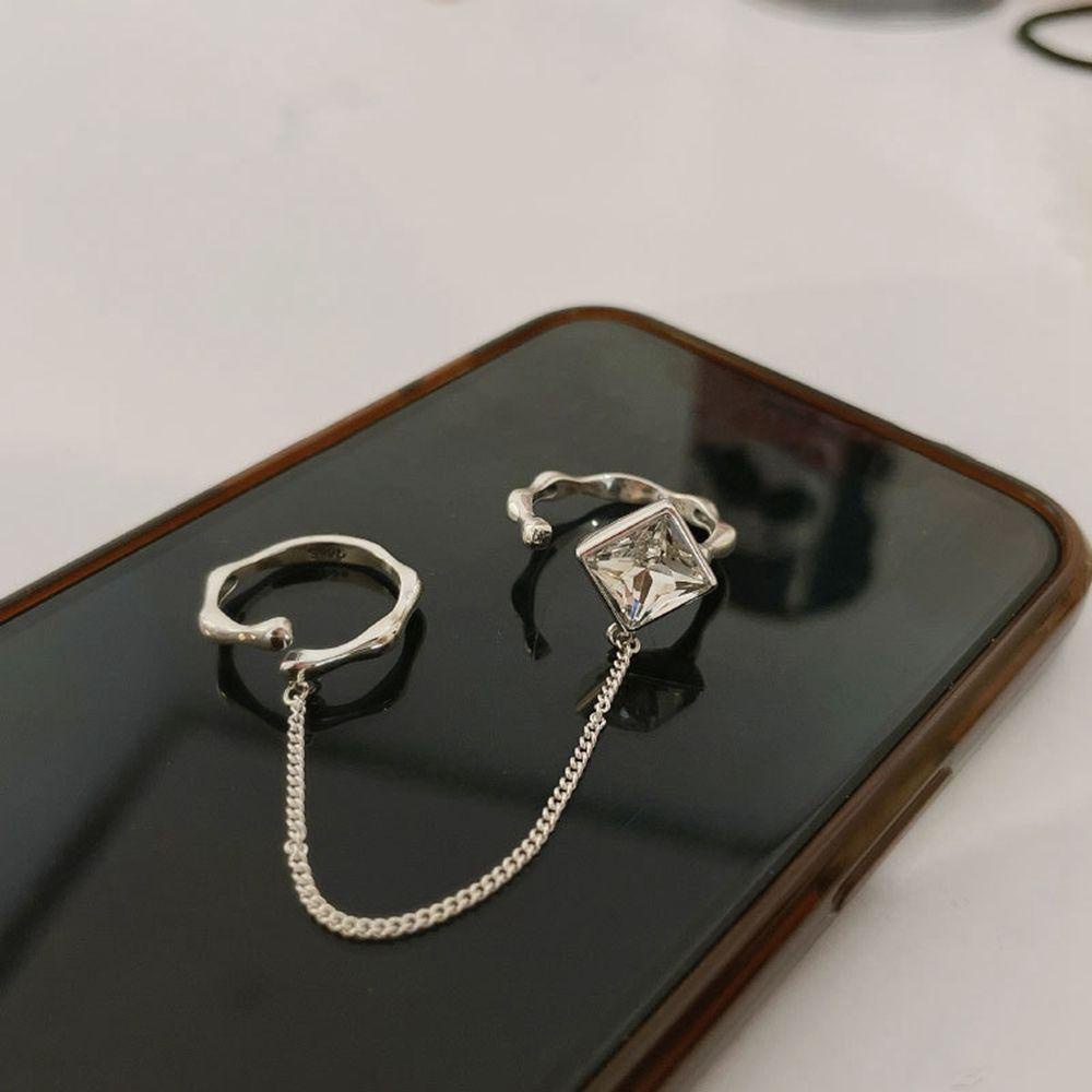 VANES1 Nhẫn Hở Phối Dây Xích Tua Rua Phong Cách Hiphop Cá Tính